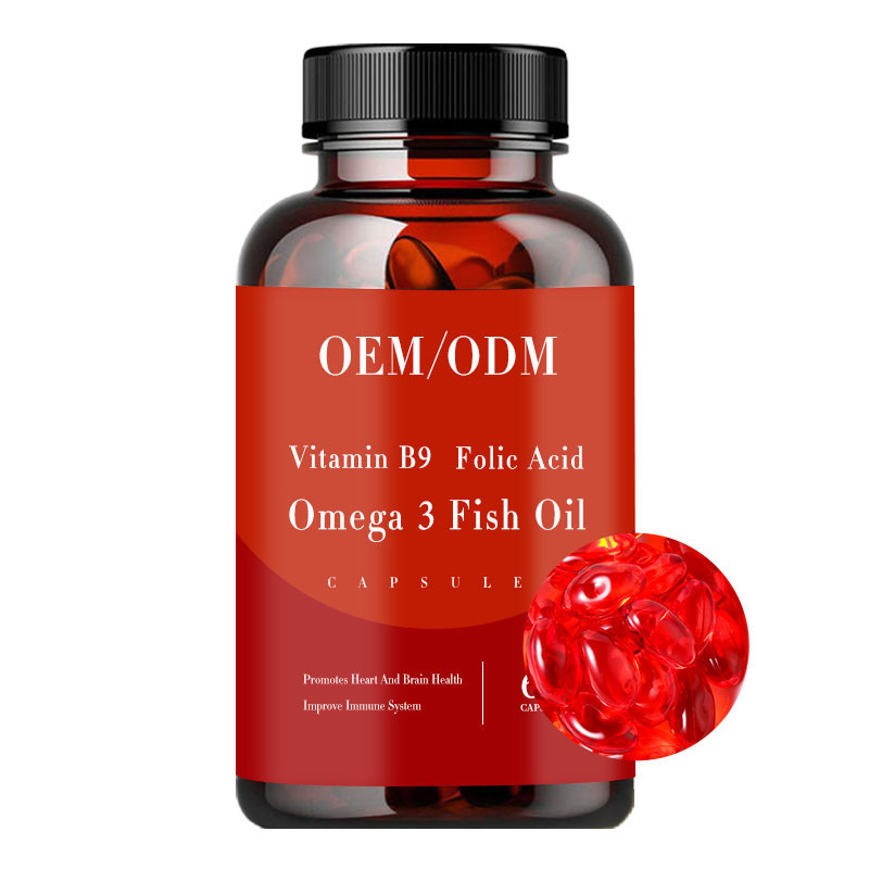 A ômega do óleo de peixes do ácido fólico da vitamina B9 3 vitaminas Softgel promove o coração e o Brain Health