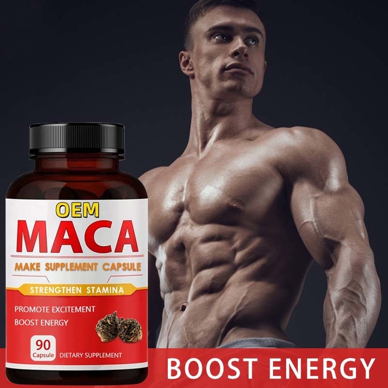 OEM Marca Privada Afrodisiaco Suplemento de Raiz de Maca Preta Cápsulas de Maca Orgânicas Para Homens
