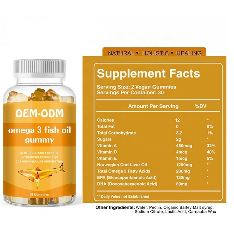 Ômega 3 comprimidos do óleo de fígado de bacalhau de Softgels EPA DHA do óleo de peixes gomosos para as crianças adultas