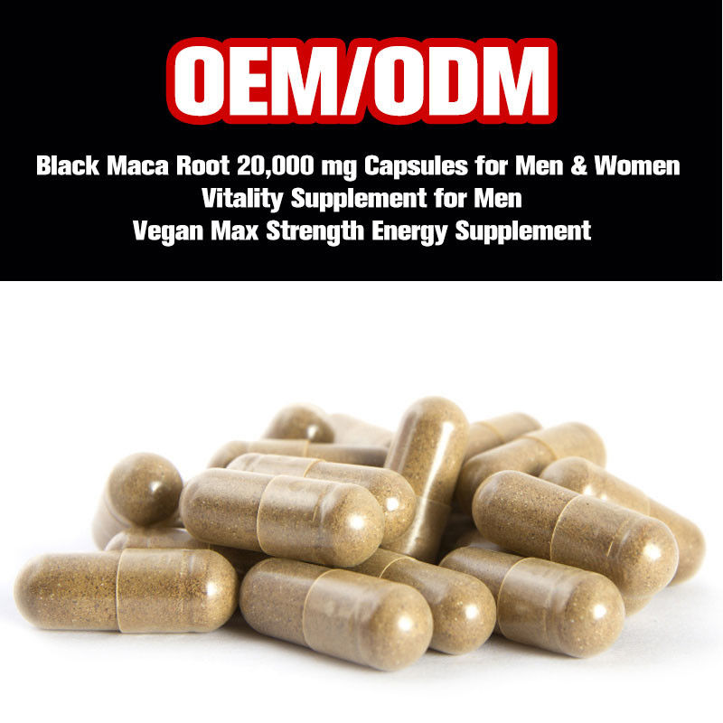 A raiz 20000Mg de Maca do preto do OEM encerra para homens e vegetariano Max Strength Energy Supplement das mulheres