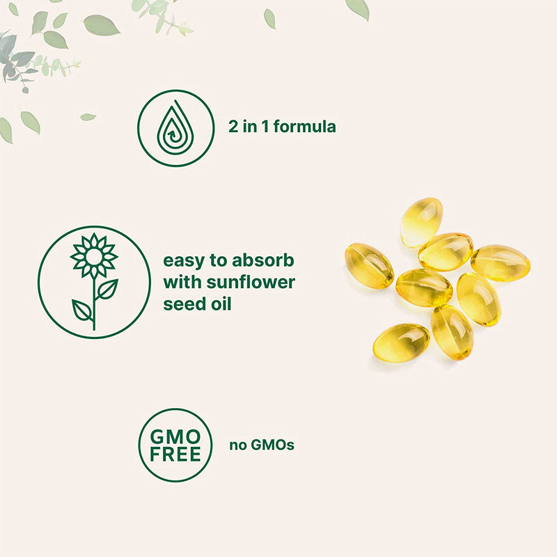 Vitamina feita sob encomenda D3 Gummies 5000 IU com K2 100 magnetocardiograma Softgels 2 em 1 coração imune do apoio