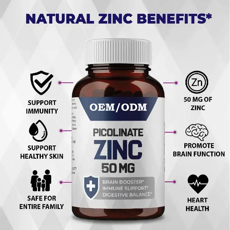 OEM Picolinato de Zinco 30 mg Suplemento Bem Absorvido Para a Função Imune de Crescimento Cápsulas