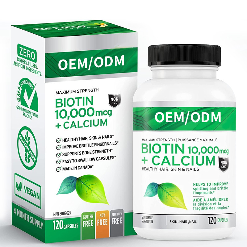 O suplemento poderoso à biotina do cálcio 10000mcg para a pele saudável do cabelo prega uns dentes mais fortes das junções dos ossos