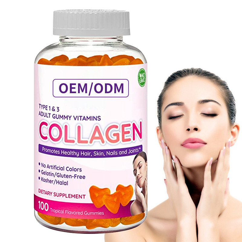 A pele de E.C. Para Cabelo da vitamina do zinco da biotina de Gummies 2500mcg do colagênio do ODM e prega o crescimento do cabelo