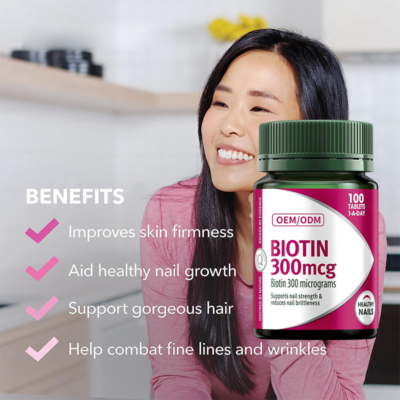A vitamina Gummies 300mcg da biotina do COA mantém o SIDA saudável dos pregos na divisão de 100Pcs gordo dietético