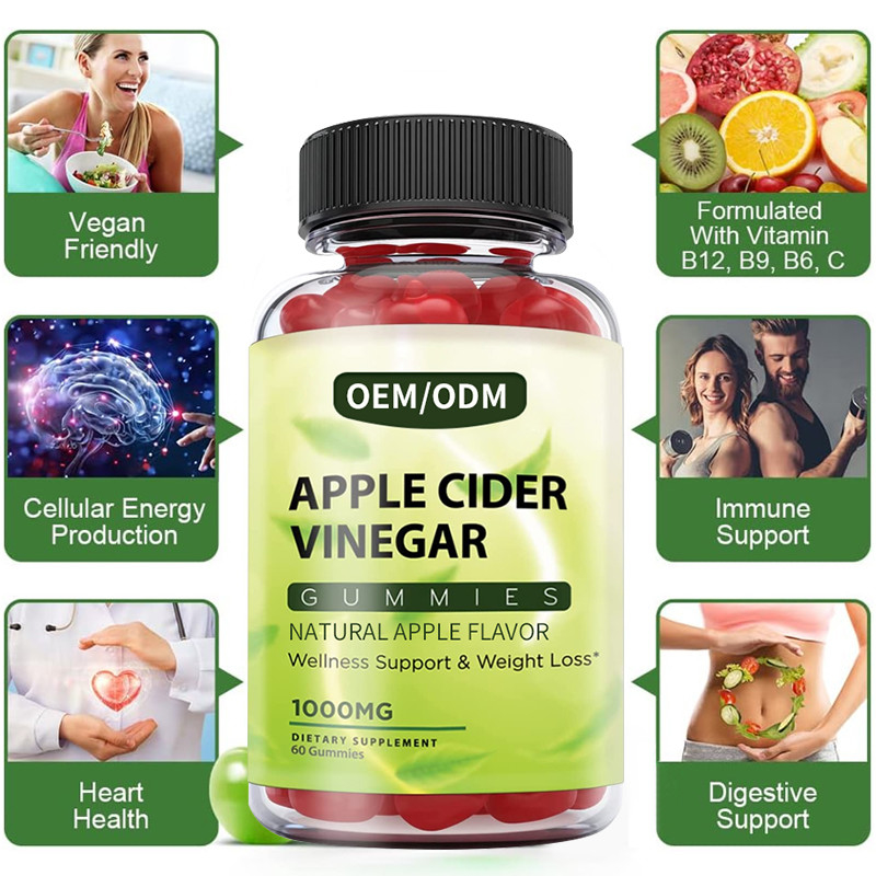 Vinagre de sidra de maçã Gummies de HACCP com a desintoxicação do controle do metabolismo da mãe a ajudar a reduzir a gordura teimoso da barriga