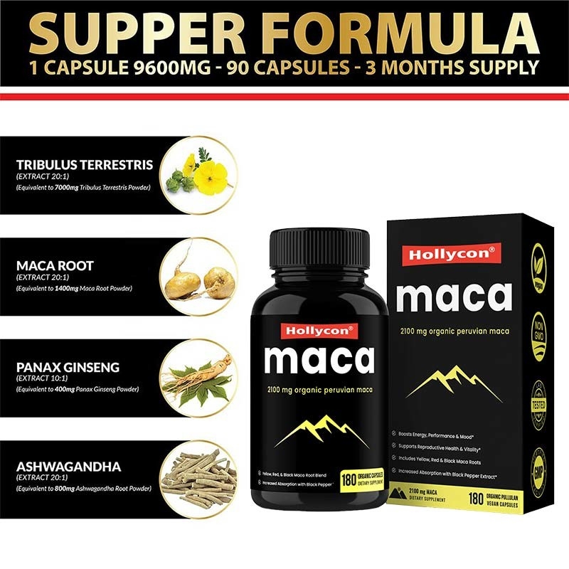 HACCP suplementa cápsulas orgânicas da raiz de Maca da energia do impulso do OEM para mulheres dos homens