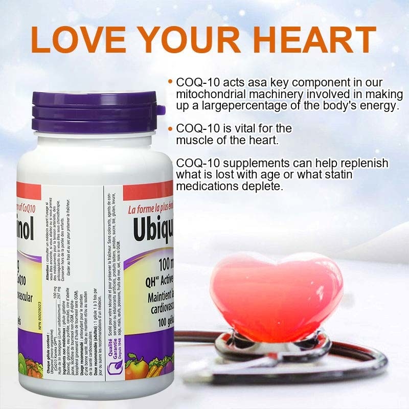 A coenzima cardiovascular Q10 Softgel da saúde C Ubiquinol do apoio do suplemento aos cuidados médicos do OEM encerra para o coração saudável Q10
