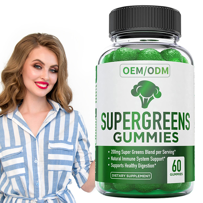 A planta essencial das vitaminas e dos minerais da vitamina gomosa verde super baseou o suplemento dietético ao apoio imune