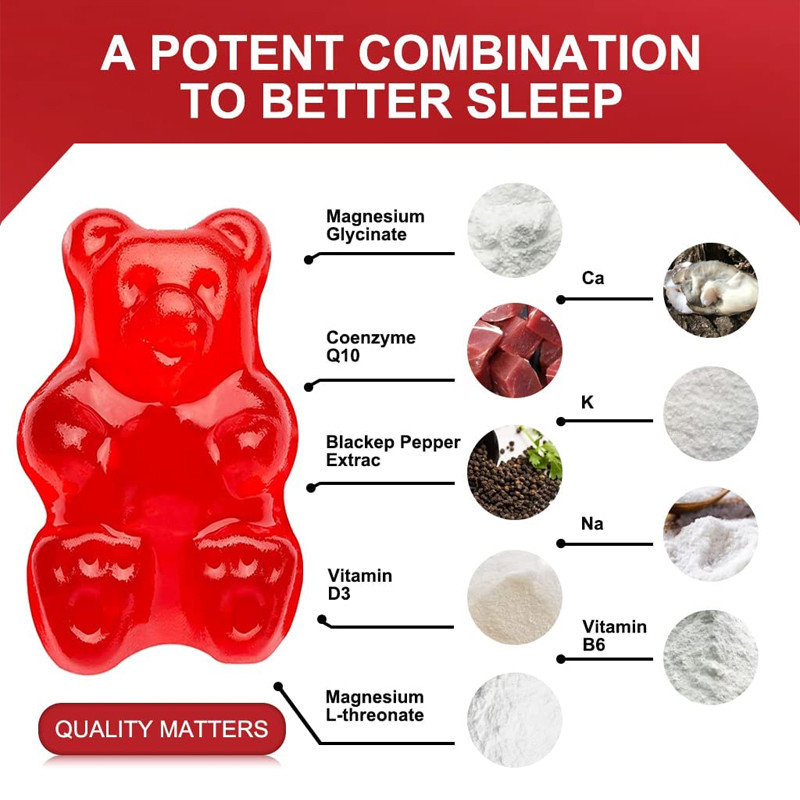 O sono sem glúten do apoio de Gummies da vitamina do Melatonin relaxa o extrato do erva-cidreira do magnésio da vitamina D do Melatonin