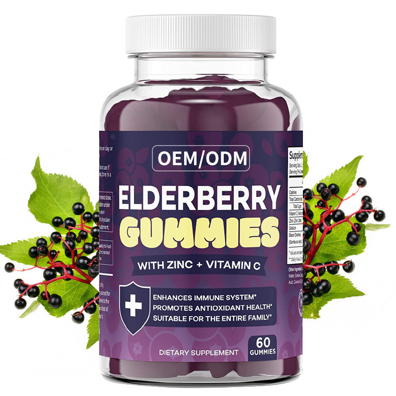 OEM & ODM Antioxidante Aumentar Elderberry Suporte Imune Para Adultos Zinco Vitamina Gummies