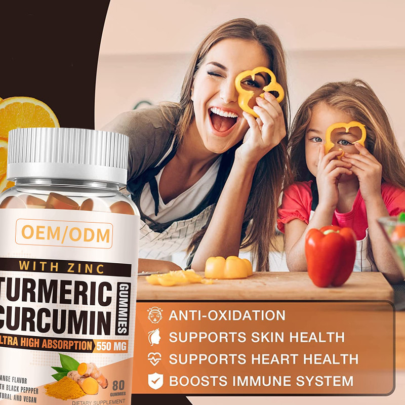 Cúrcuma 60PCS e Ginger With Black Pepper Supplement para a cúrcuma imune Ginger Gummies do apoio
