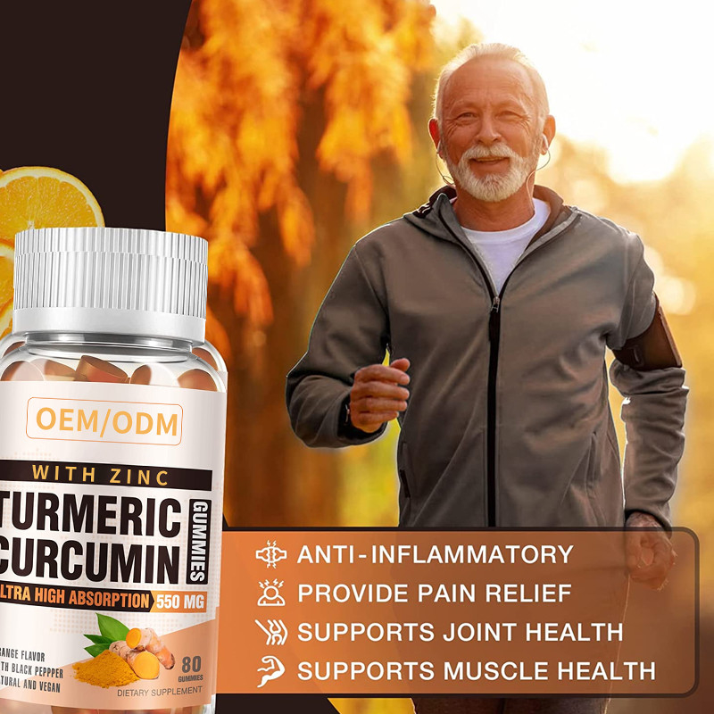 Cúrcuma 60PCS e Ginger With Black Pepper Supplement para a cúrcuma imune Ginger Gummies do apoio