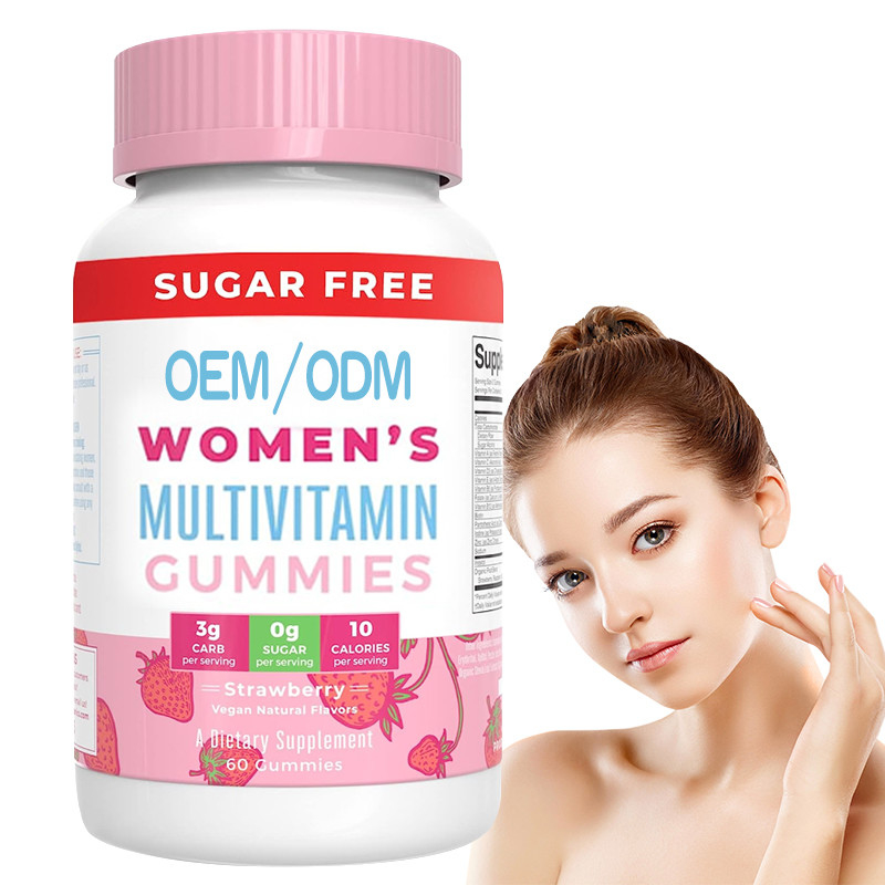 Vitaminas do multivitamínico das mulheres diárias do apoio imune com pele orgânica do cabelo dos ingredientes e para pregar gomoso