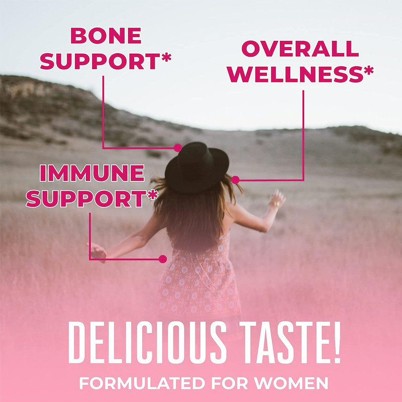Vitaminas do multivitamínico das mulheres diárias do apoio imune com pele orgânica do cabelo dos ingredientes e para pregar gomoso