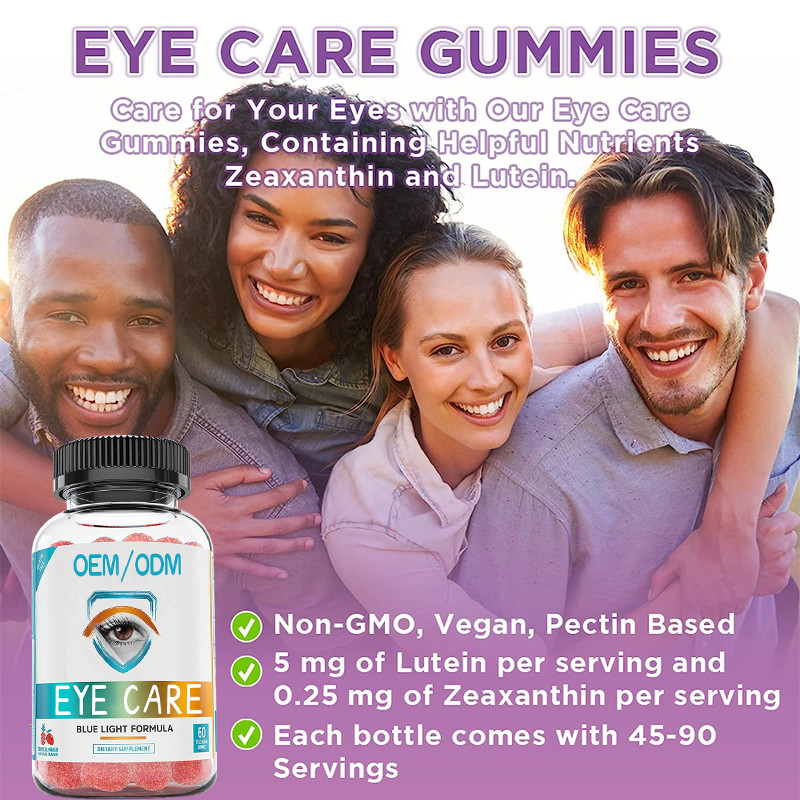 Vitaminas do cuidado do olho de GMPC para as crianças dos adultos gomosas para suplementos à saúde do olho
