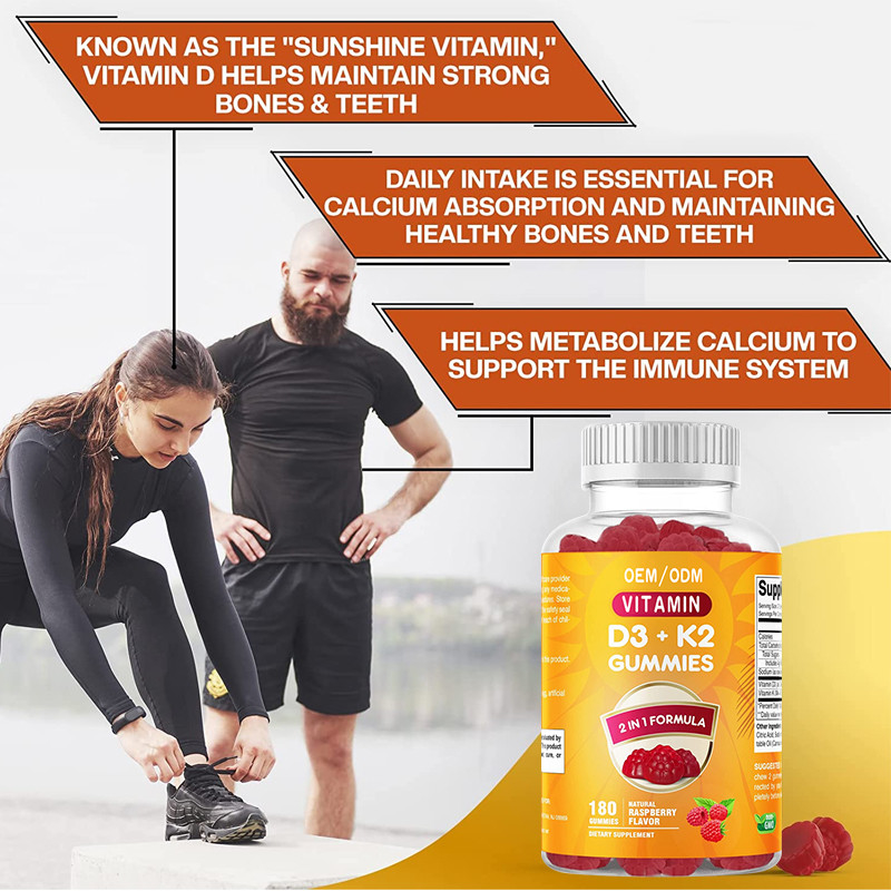 O COA suplementa o cálcio do OEM com o apoio imune Gummies da saúde do osso da vitamina D3 K2