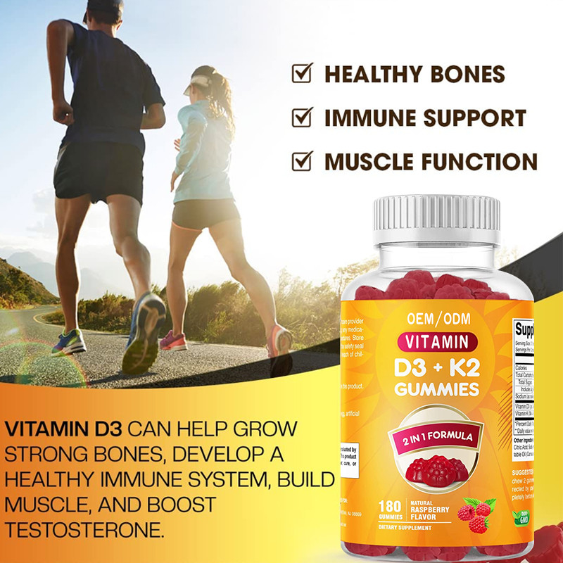 O COA suplementa o cálcio do OEM com o apoio imune Gummies da saúde do osso da vitamina D3 K2