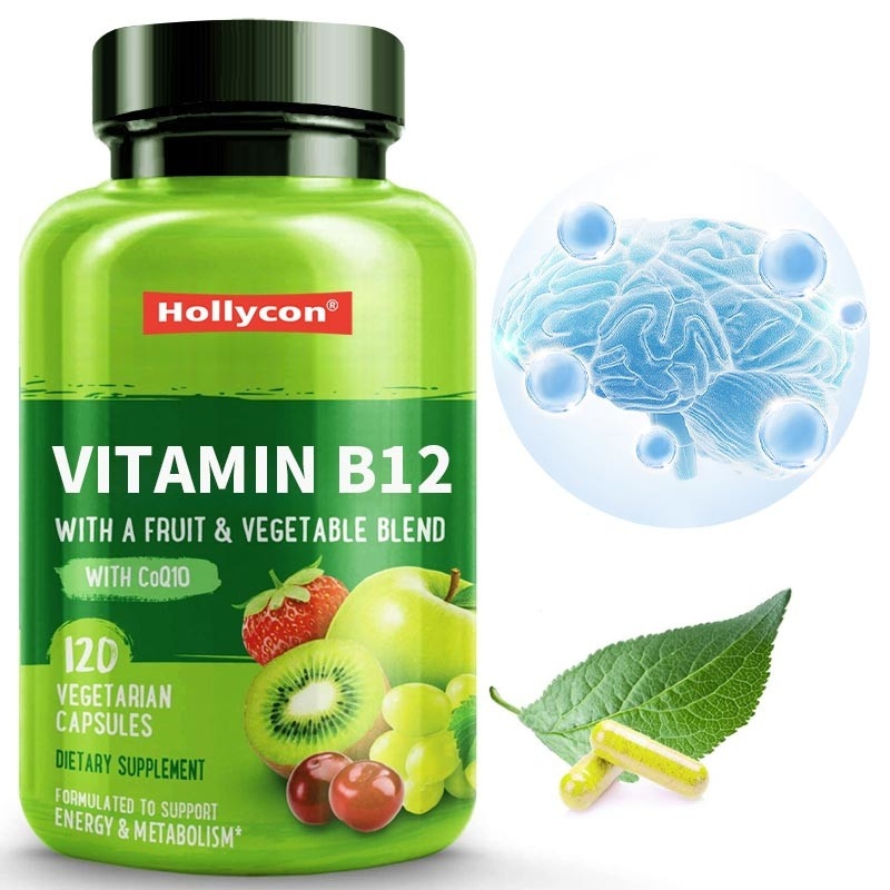FDA Vitamina b12 Cápsulas Metil Folato Vitamina B6 Fruta Vegetal Mistura Suporta Energia Vegana Saudável