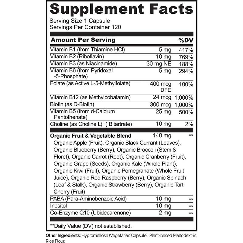 FDA Vitamina b12 Cápsulas Metil Folato Vitamina B6 Fruta Vegetal Mistura Suporta Energia Vegana Saudável