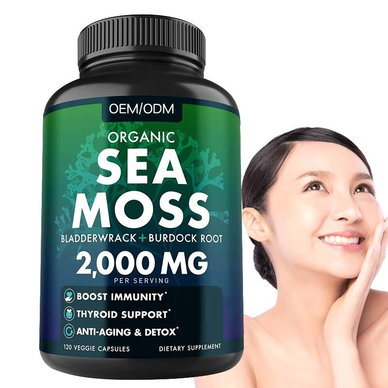 Mar orgânico Unflavored Moss Raw de Moss Capsules Wildcrafted Non GMO do mar 60 comprimidos sem glúten de Seamoss