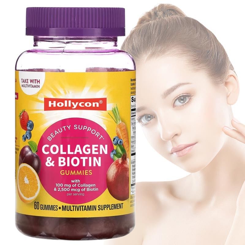 Gomas de vitamina de biotina vermelha de sala limpa OEM 30 porções por contêiner Produção não poluente