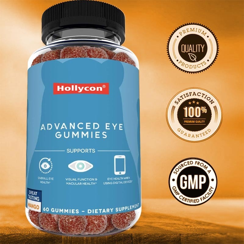 2500mcg Vitamina B7 Natural Zeaxantina Luteína Sabores Personalizados Produção Não Poluente Gomas para os Olhos