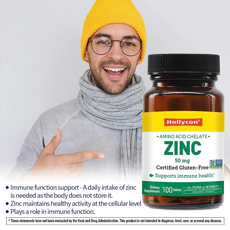OEM & ODM Marca Privada Zinco 50mg Aminoácido Chelato comprimidos 100ct Certificado sem glúten