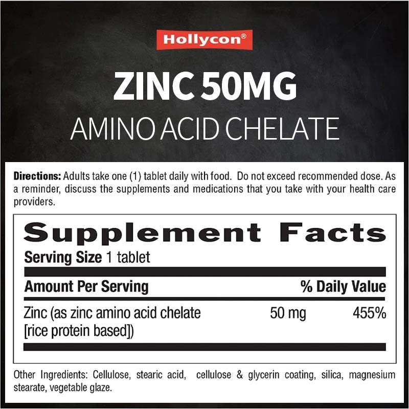 OEM & ODM Marca Privada Zinco 50mg Aminoácido Chelato comprimidos 100ct Certificado sem glúten