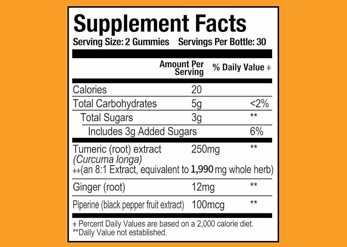 OEM Suplementos Dietéticos Cúrcuma Goma de Curcumina Conforto articular e Suplemento de Suporte à Função Cerebral 60pcs