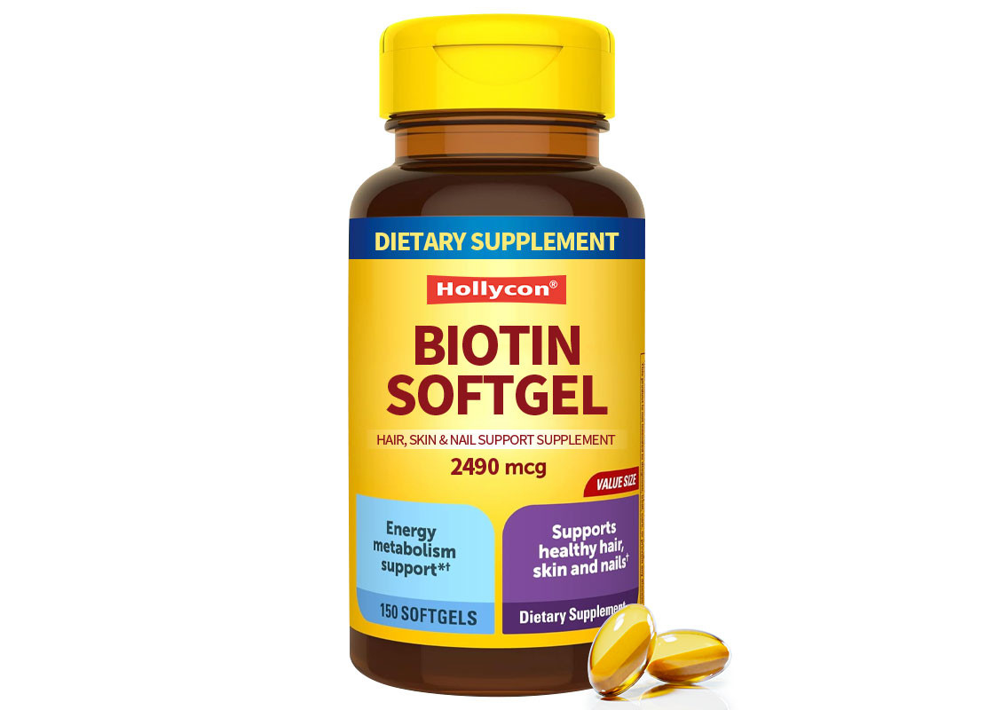 Biotina Softgels 150PCS Suporte para cabelos saudáveis Suporte para unhas Suplemento dietético