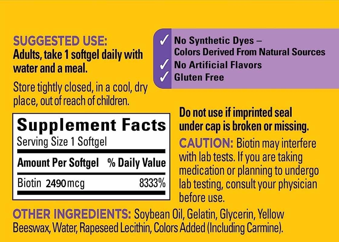 Biotina Softgels 150PCS Suporte para cabelos saudáveis Suporte para unhas Suplemento dietético
