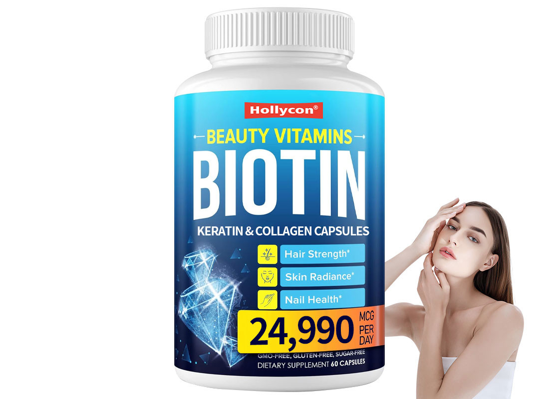 60PCS Biotina Queratina e colágeno cápsulas ajuda a manter os ossos articulações Dentes e unhas saúde Suplemento de crescimento do cabelo