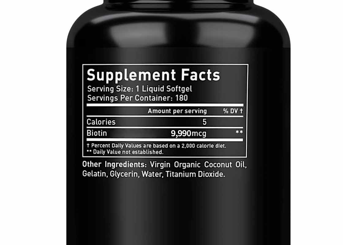 Biotina Vitamina Pura Goma com óleo de coco Softgels Crescimento mais rápido do cabelo para a pele e unhas Saúde Suplemento de biotina