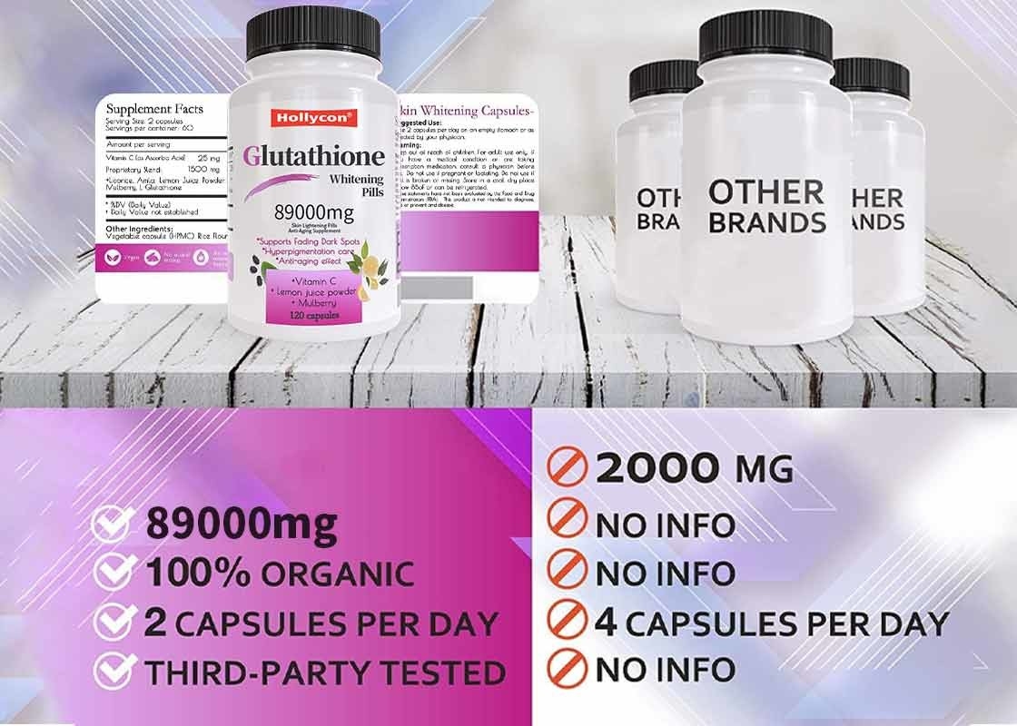 OEM Glutationa pilhas de clareamento ajudar a nutrir a pele e ilumina o tom suplemento anti-envelhecimento