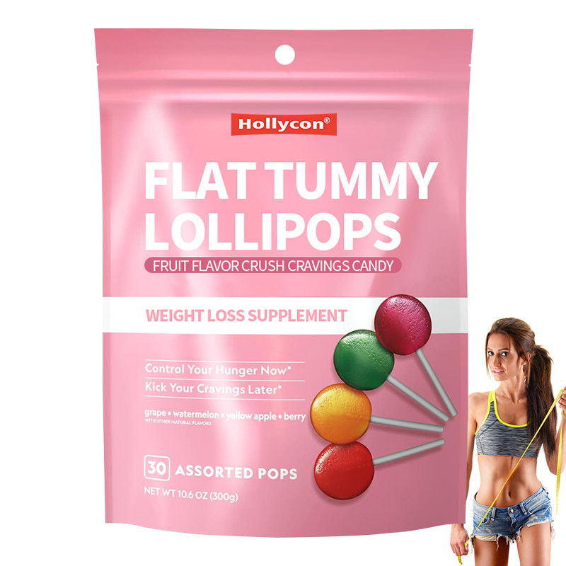 Marca Privada Fruta Sabor Crush Cravings Doces Barriga Flata Chupa-chupas Suplemento de Perda de Peso