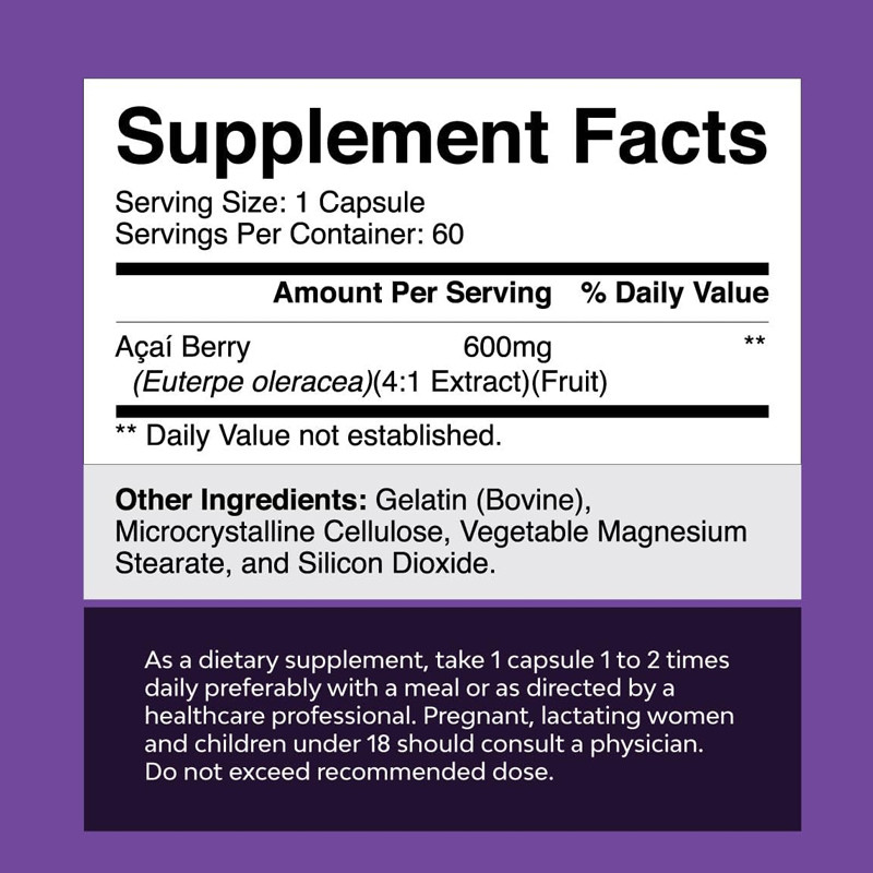 OEM Vitaminas Minerais Antioxidante Fórmula Acai Berry Suporte Antioxidante Suplemento de Perda de Peso Para Mulheres E Homens