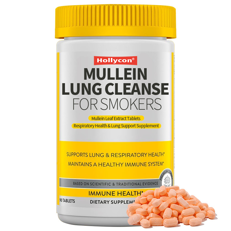 Limpeza pulmonar para fumantes Extracto de folha de mullein comprimidos Saúde respiratória e Suplemento de apoio pulmonar