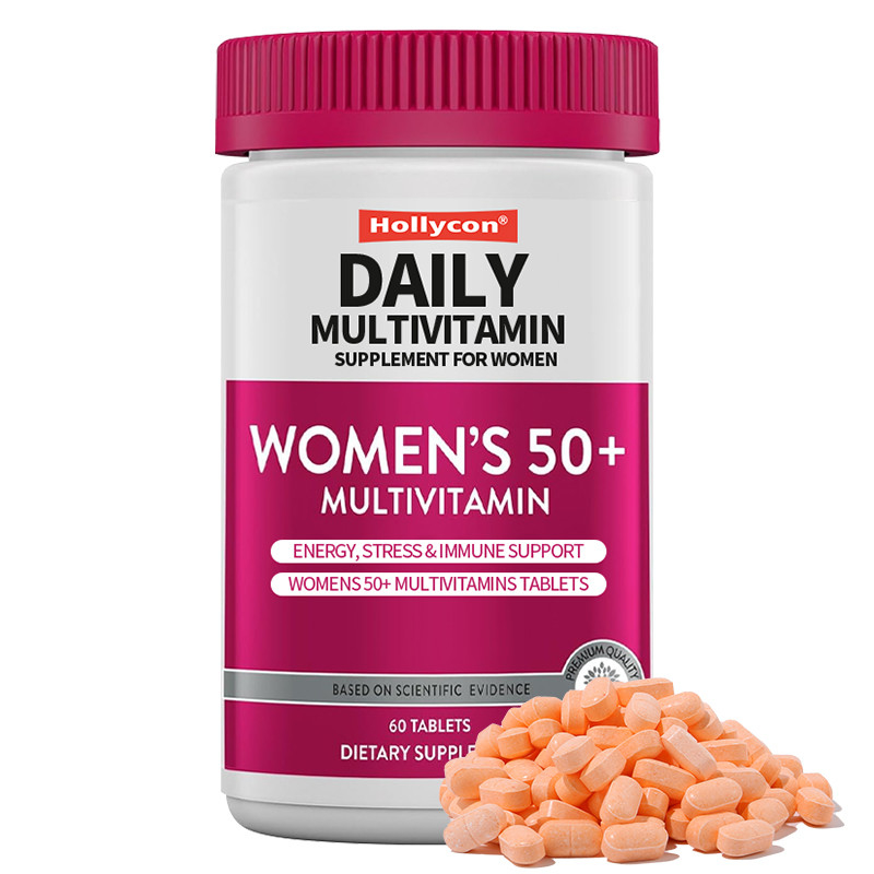 Suplemento Multivitamínico Diário Para Mulheres Energia, Estresse e Suporte Imune Mulheres 50+ Multivitamínicos comprimidos