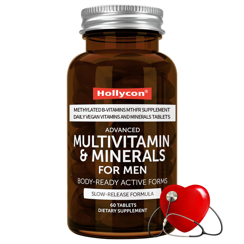 Multivitamínicos Avançados para Homens B-Vitaminas Metiladas MTHFR Suplemento Diário Vegano Vitaminas e Minerais comprimidos