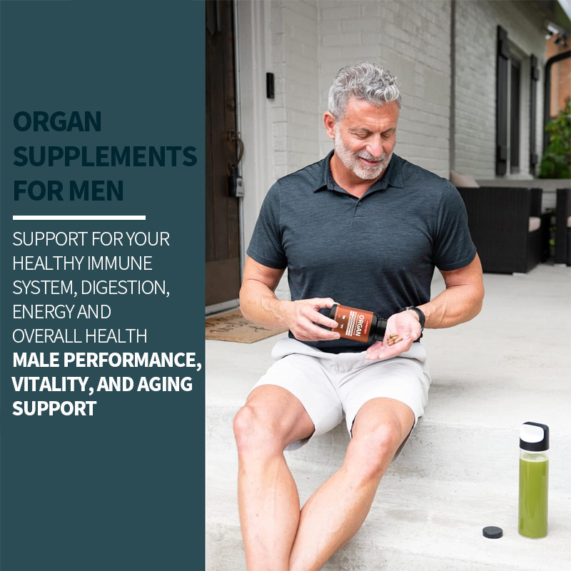 Suplementos de órgãos para homens Complexo de órgãos de alimentação com erva e selvagem Cápsulas de apoio à próstata Suplemento de desempenho masculino