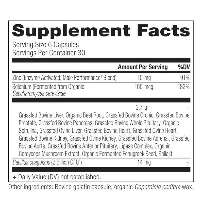 Suplementos de órgãos para homens Complexo de órgãos de alimentação com erva e selvagem Cápsulas de apoio à próstata Suplemento de desempenho masculino