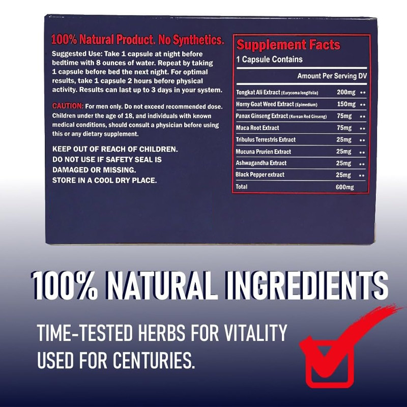 Suplemento de Ervas Para Homens Erva Horny Goat Tongkat Ali Ginseng Maca Root Capsulas de Ação Rápida Pílulas de Aumento Masculino