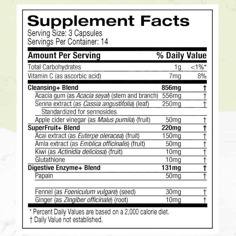7 dias de desintoxicação de limpeza cápsulas com folha de Senna vitamina C enzimas digestivas probióticos Acai Berry cápsulas