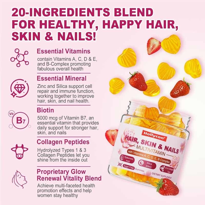 OEM & ODM Suporte Gummy Ingredientes naturais para mulheres Multivitamínicos Gummies sem açúcar