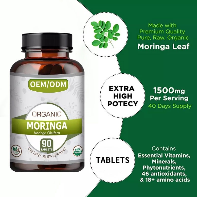OEM Atacado 1500mg cápsula Herbal Slim Moringa Oleifera comprimidos para queima de gordura