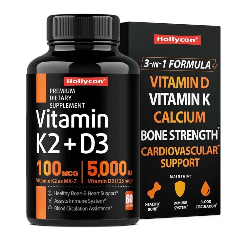 Suplementos de força óssea de apoio OEM para cápsulas de cálcio de vitamina D3 K2 imunes