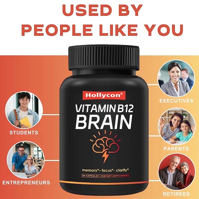 Suporte OEM Vitamina Vital Suplementos cerebrais para memória Vitamina B12 Capsulas cerebrais