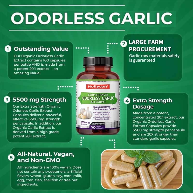 Suporte OEM Extracto de alho orgânico inodoro Antioxidante para cápsulas veganas de alho para adultos