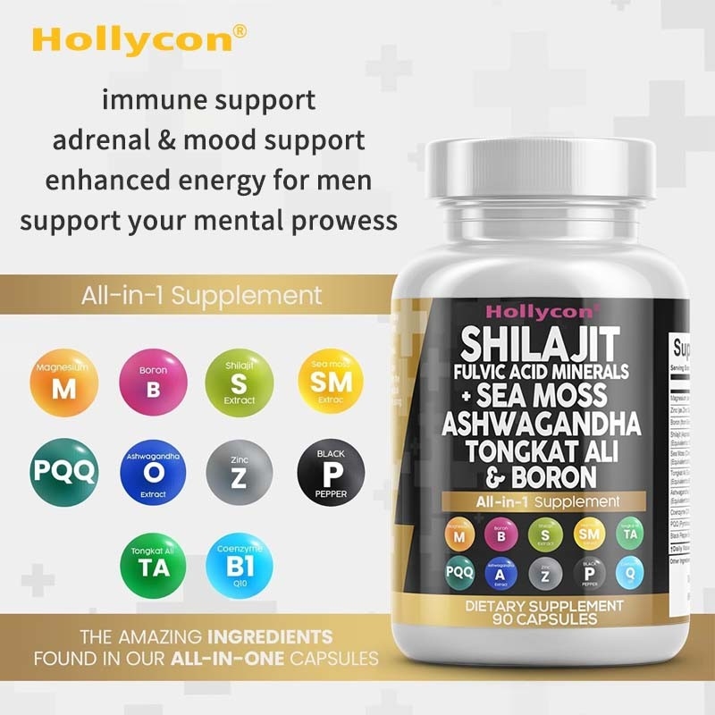 OEM Ashwagandha Tongkat Ali Boron Magnésio Para Homens Fulvico Ácido Shilajit cápsulas